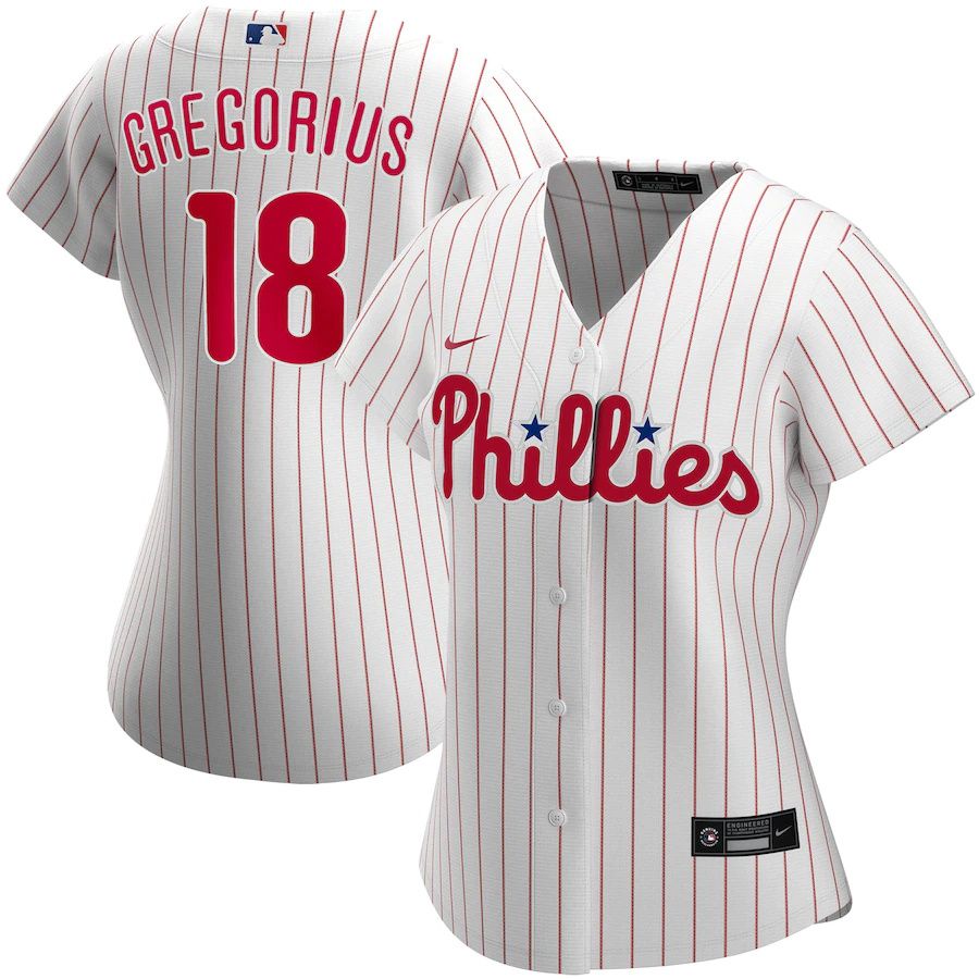 Cheap Womens Philadelphia Phillies 18 Didi Gregorius Nike White Home Replica Player MLB Jerseys